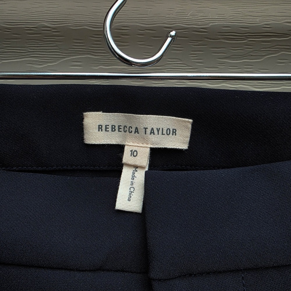 Rebecca Taylor Ava Techy Pants Sz 10 Navy Tuxedo Stripe Zippers Slim Straight - Picture 6 of 8